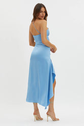 Salut One-Shoulder Midi Dress Slate Blue